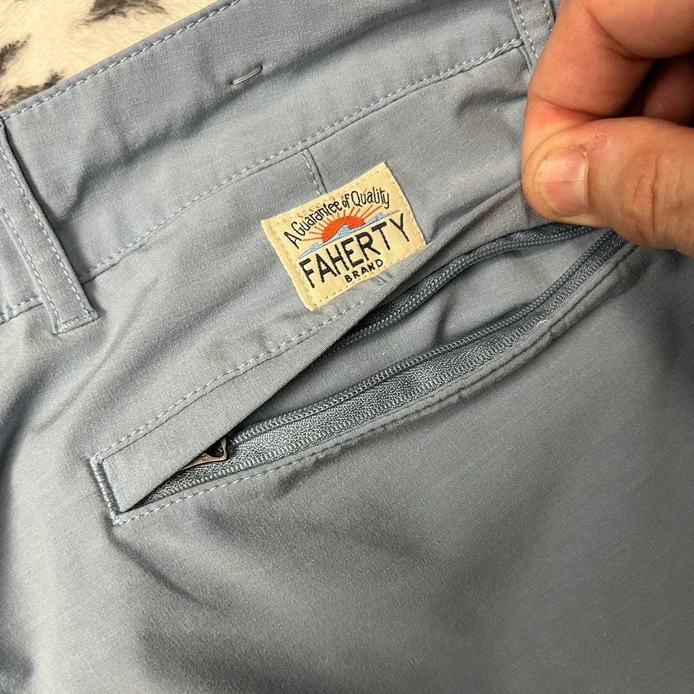Faherty All Day Shorts Mens 30 Light Blue Hybrid Stretch MSC0012 Quick Dry